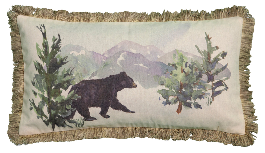 Watercolor Bear in Pines Pillow