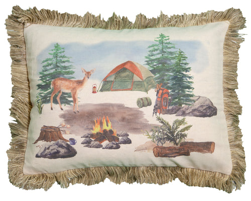 Watercolor Campsite Pillow