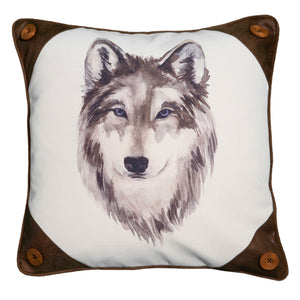 Watercolor Wolf Portrait Pillow