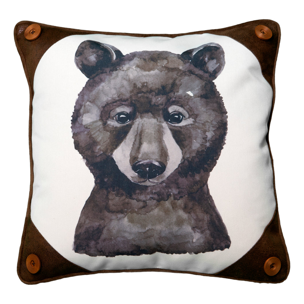 Watercolor Bear Portrait Pillow