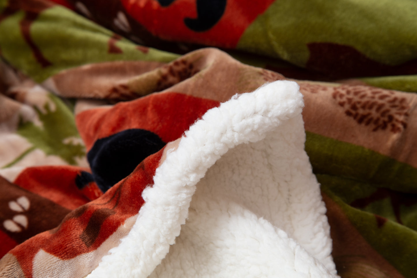 Patchwork Lodge Plush Sherpa Throw
