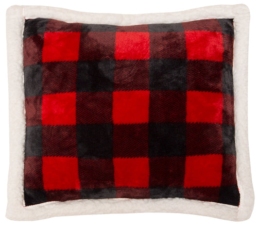 Red Lumberjack Plaid Plush Sherpa Pillow