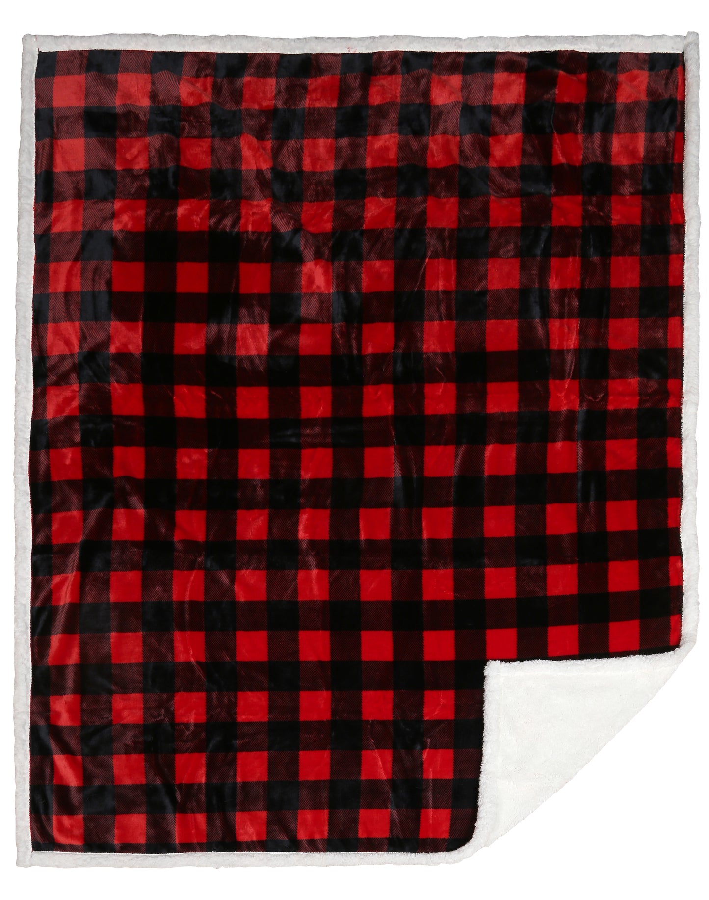 Red Lumberjack Plaid Plush Sherpa Throw