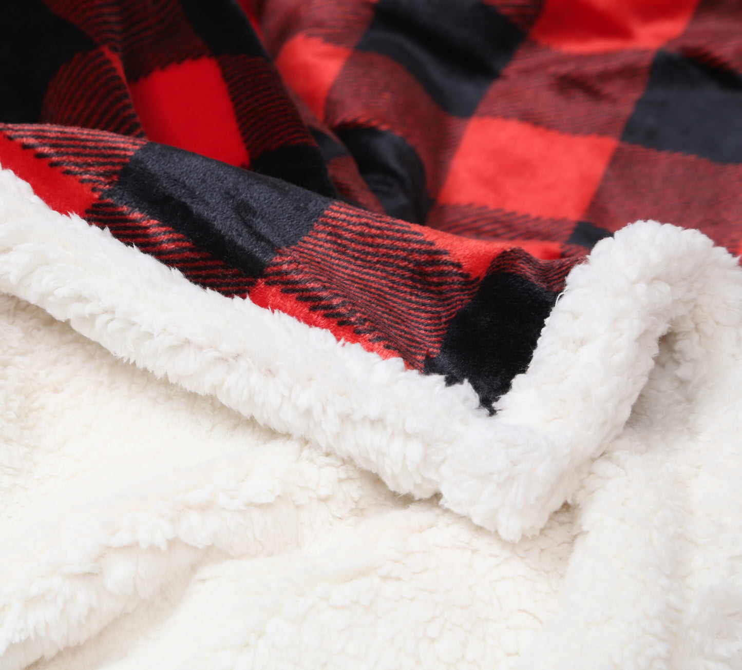 Red Lumberjack Plaid Plush Sherpa Throw