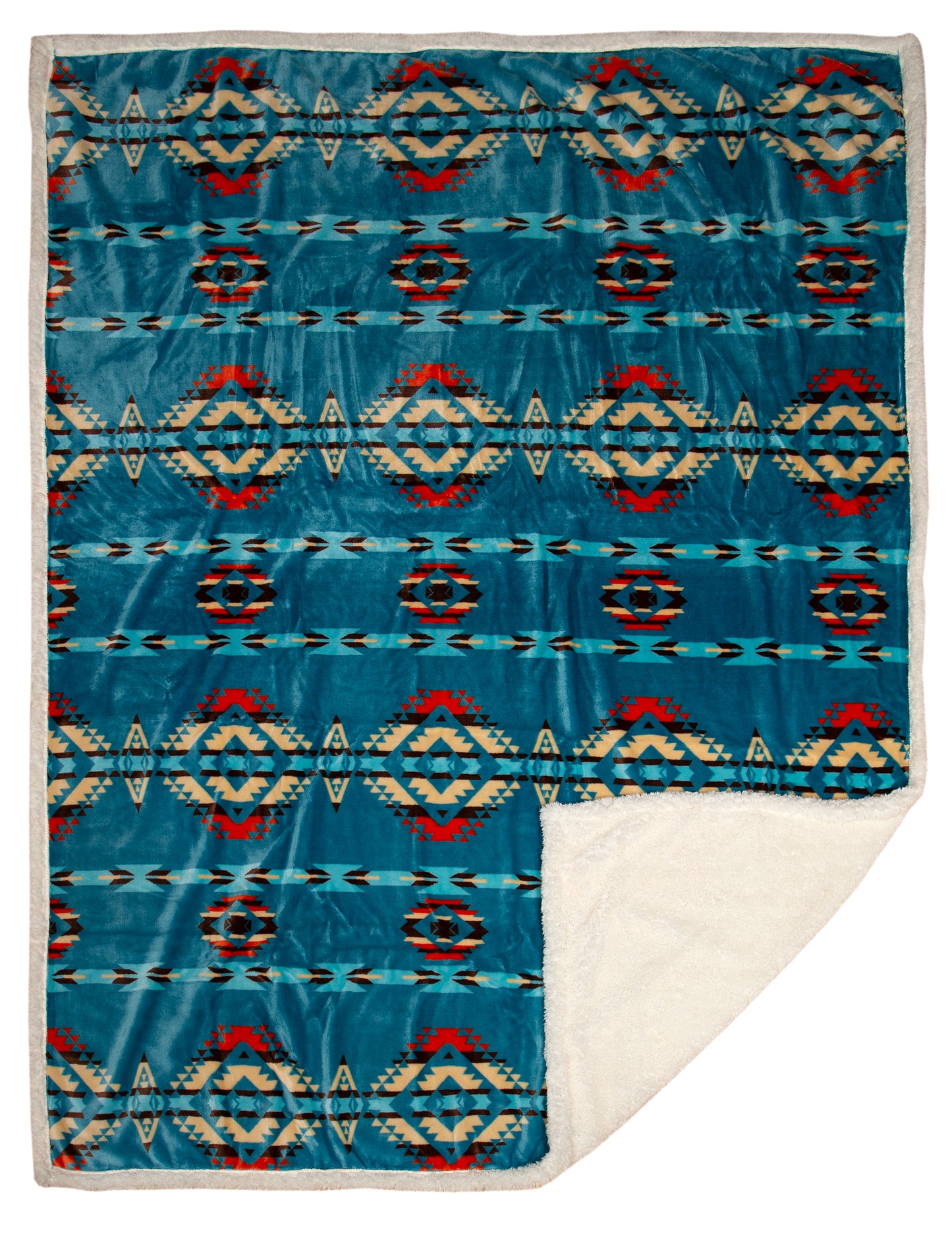 Turquoise Southwest Plush Sherpa Throw