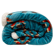 Load image into Gallery viewer, Turquoise Southwest Sherpa Throw