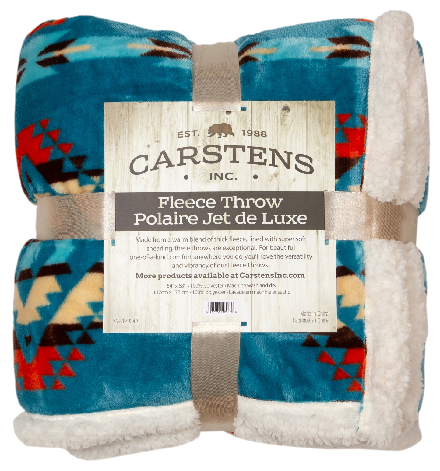 Turquoise Southwest Plush Sherpa Throw