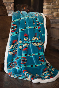 Turquoise Southwest Sherpa Throw
