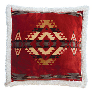 Red Southwestern Extra Plush Sherpa Pillow 18x18