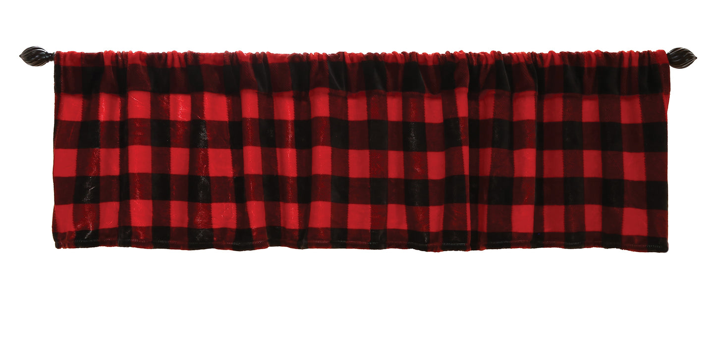 Red Lumberjack Plaid Plush Valance