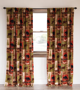 Patchwork Lodge Rustic Cabin Curtain Panels (Set of 2 Panels)