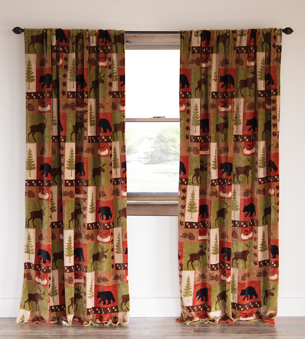 Patchwork Lodge Rustic Cabin Curtain Panels (Set of 2 Panels)