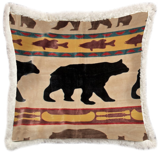 Bear Family Plush Sherpa Pillow
