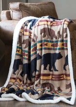 Load image into Gallery viewer, Bear Family Sherpa Fleece Throw Blanket