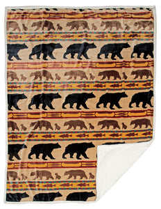 Bear Family Sherpa Fleece Throw Blanket