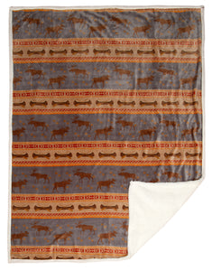Moose Tracks Sherpa Fleece Throw Blanket