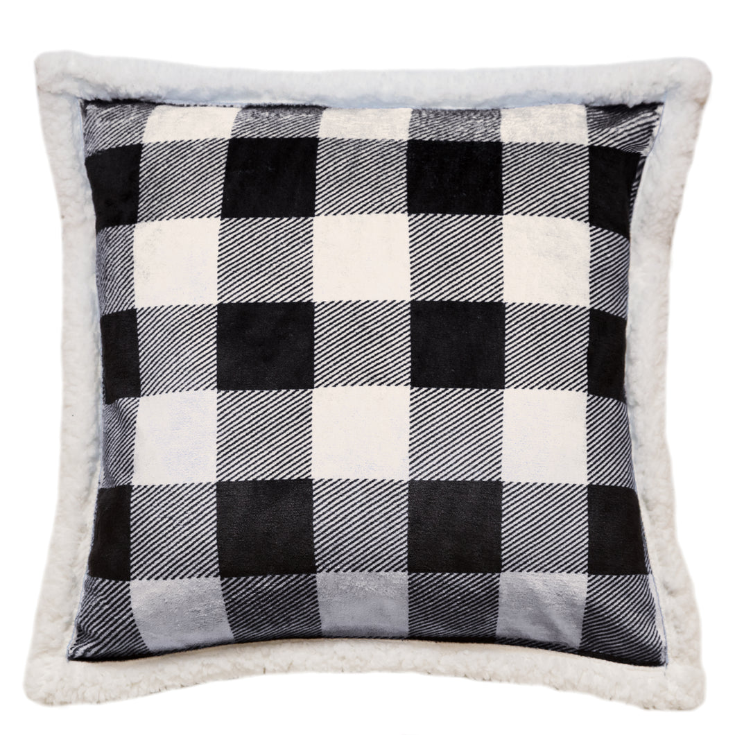 Black & White Lumberjack Sherpa Throw Pillow