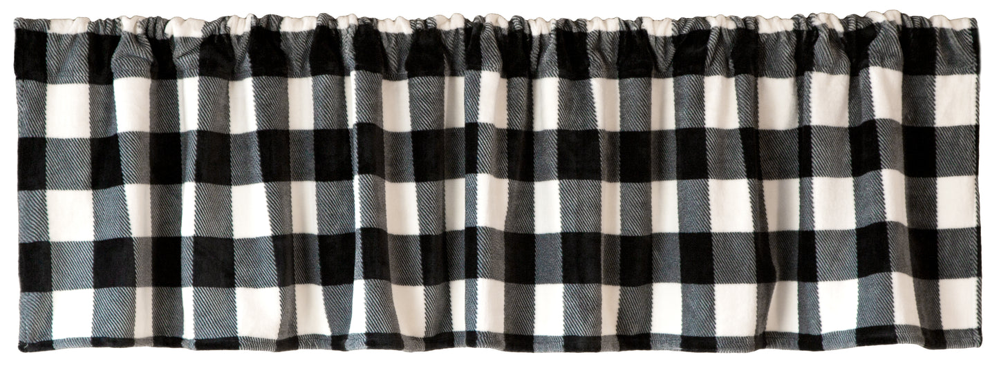 Black & White Lumberjack Plaid Plush Valance