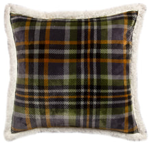 Load image into Gallery viewer, Grey Plaid Sherpa Throw Pillow
