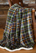 Load image into Gallery viewer, Grey Plaid Sherpa Throw Blanket