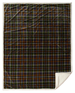 Grey Plaid Sherpa Throw Blanket