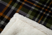 Load image into Gallery viewer, Grey Plaid Sherpa Throw Blanket