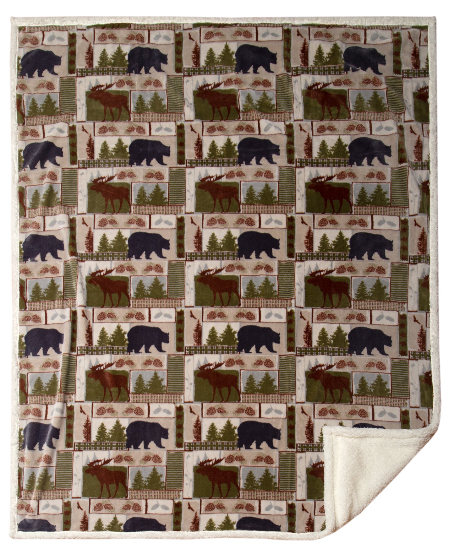 Vintage Lodge Plush Sherpa Throw