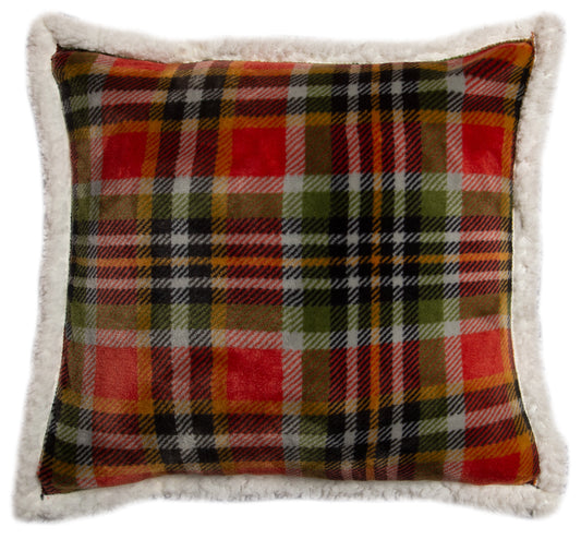 Rust & Sage Plaid Plush Sherpa Pillow