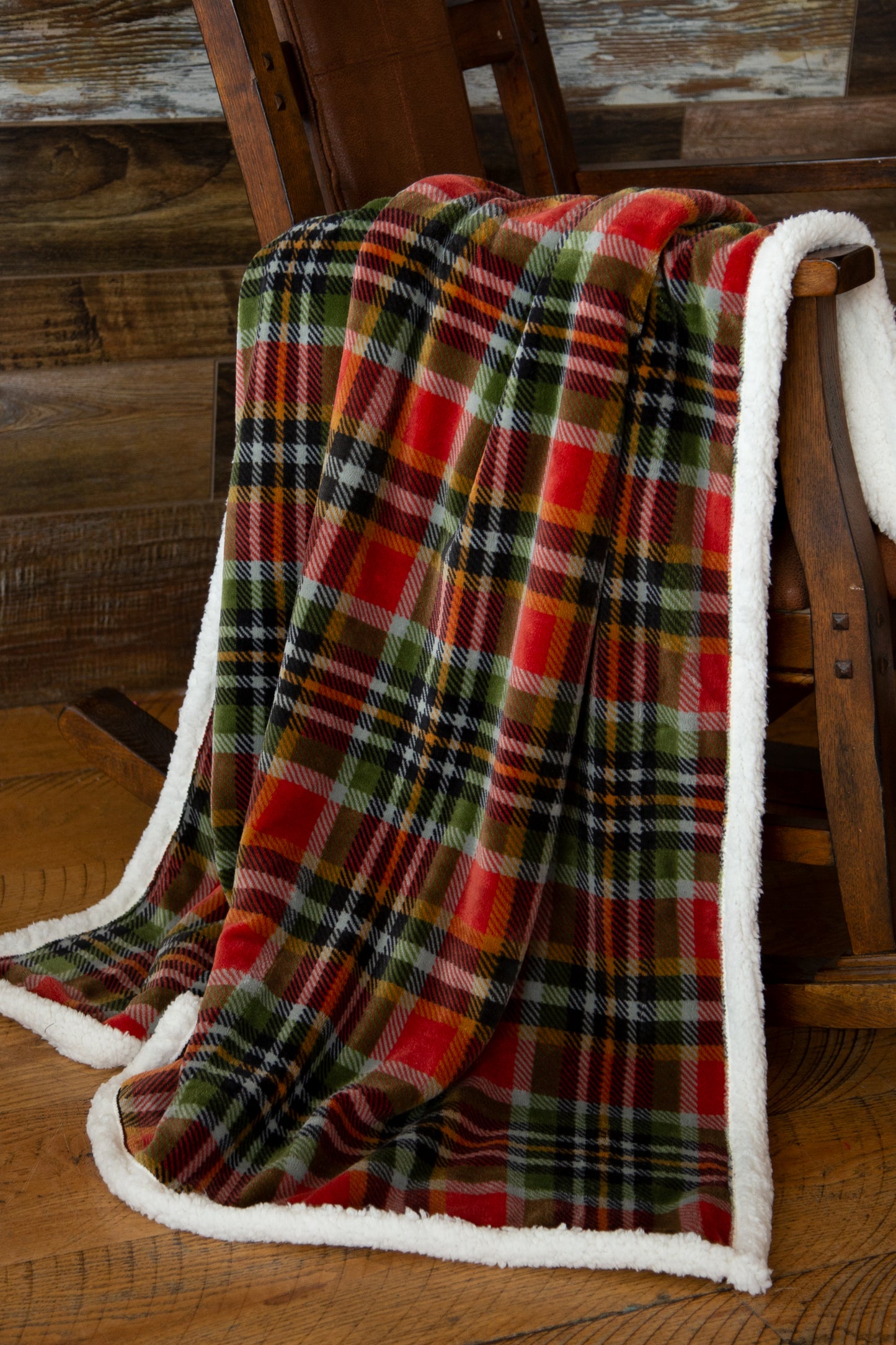 Rust & Sage Plush Sherpa Throw