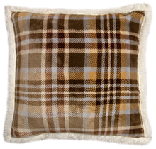 Load image into Gallery viewer, Tan Plaid Sherpa Throw Pillow