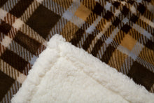 Load image into Gallery viewer, Tan Plaid Sherpa Throw Blanket