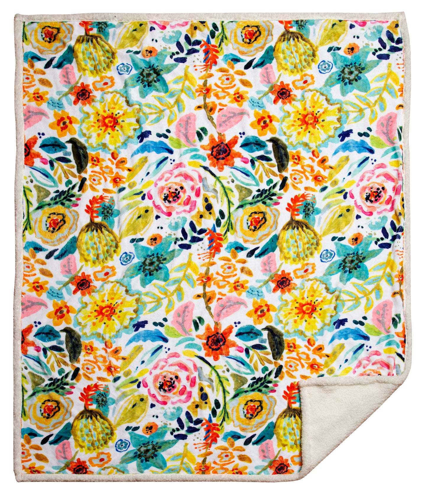 Field of Flowers Plush Sherpa Throw