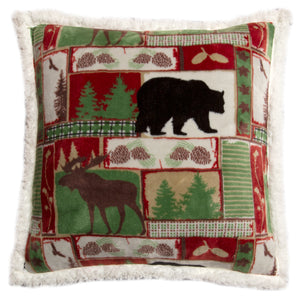 Vintage Holiday Sherpa Throw Pillow