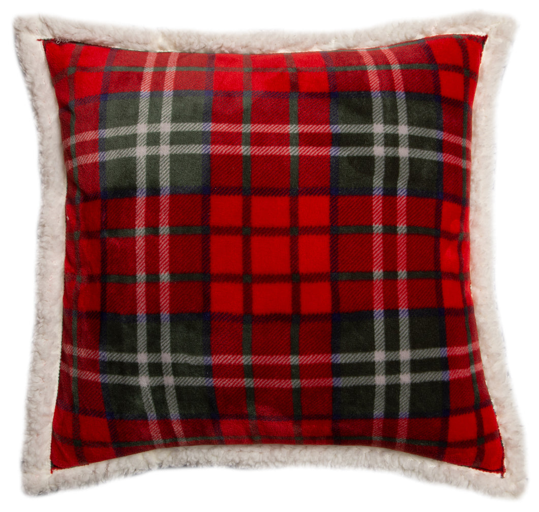Holiday Plaid Sherpa Throw Pillow