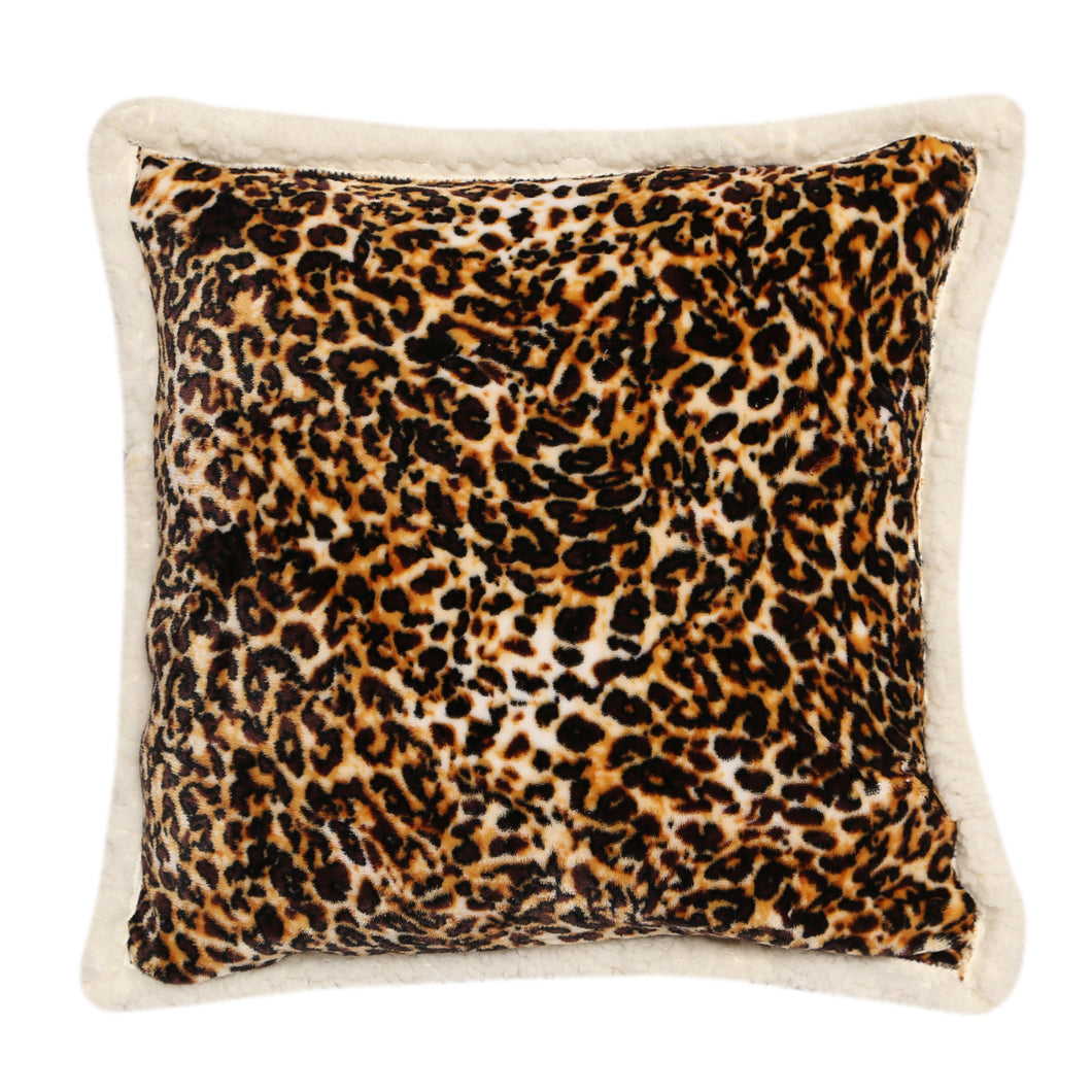 Leopard Print Sherpa Throw Pillow 18x18