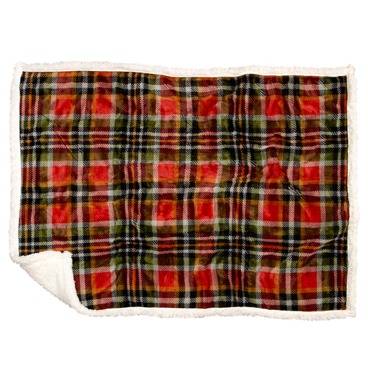 Rust and Sage Plaid Dog Blanket