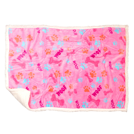Pink Woof Dog Blanket