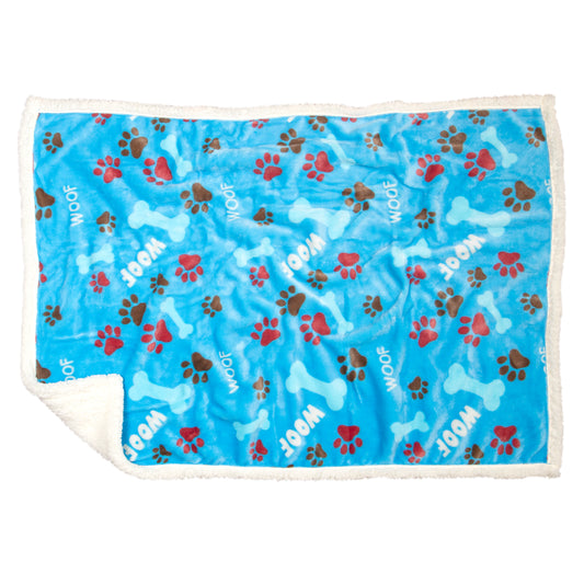 Blue Woof Dog Blanket