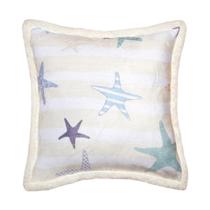 Starfish Coastal Plush Sherpa Throw Pillow 18" x 18"