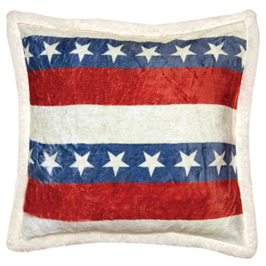 Americana American Flag Plush Sherpa Throw Pillow 18" x 18"