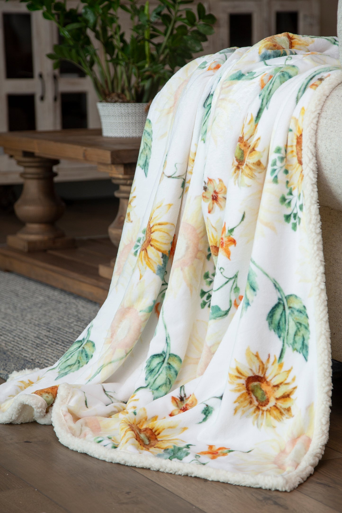 Sunflower Plush Sherpa Throw