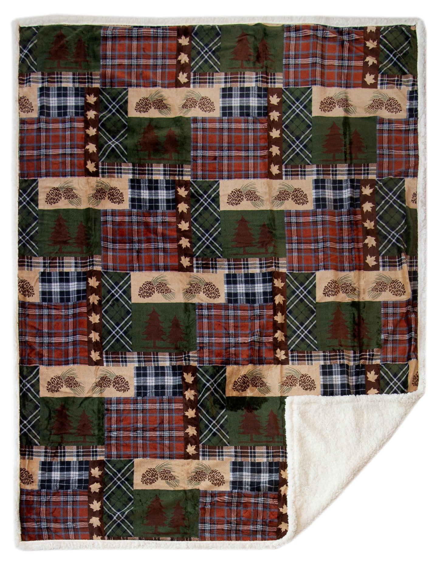 Tree Plaid Plush Sherpa Throw