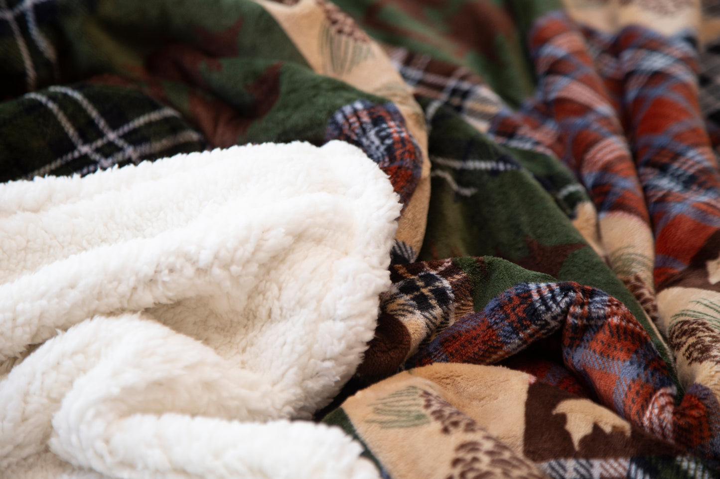 Tree Plaid Plush Sherpa Throw