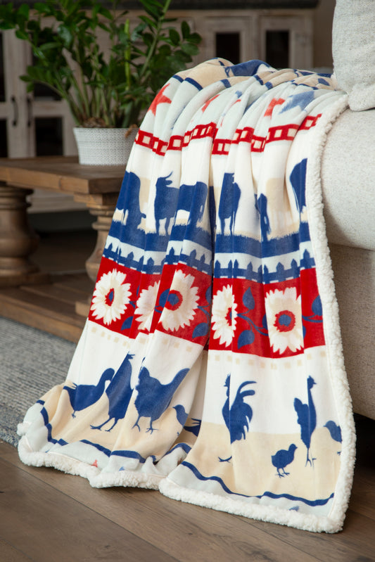 Farm Plush Sherpa Throw