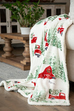 Load image into Gallery viewer, Christmas Barn and Truck Plush Sherpa Throw