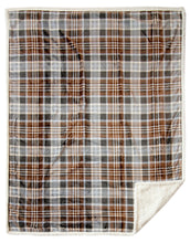 Load image into Gallery viewer, Gray and Chestnut Plaid Plush Throw