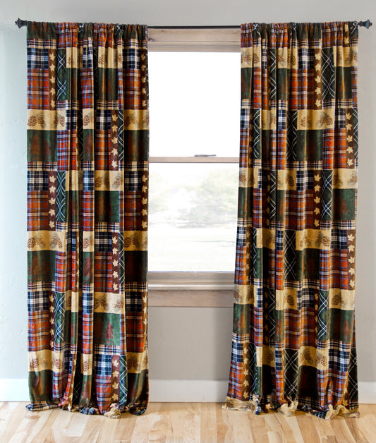 Tree Plaid Plush Curtains