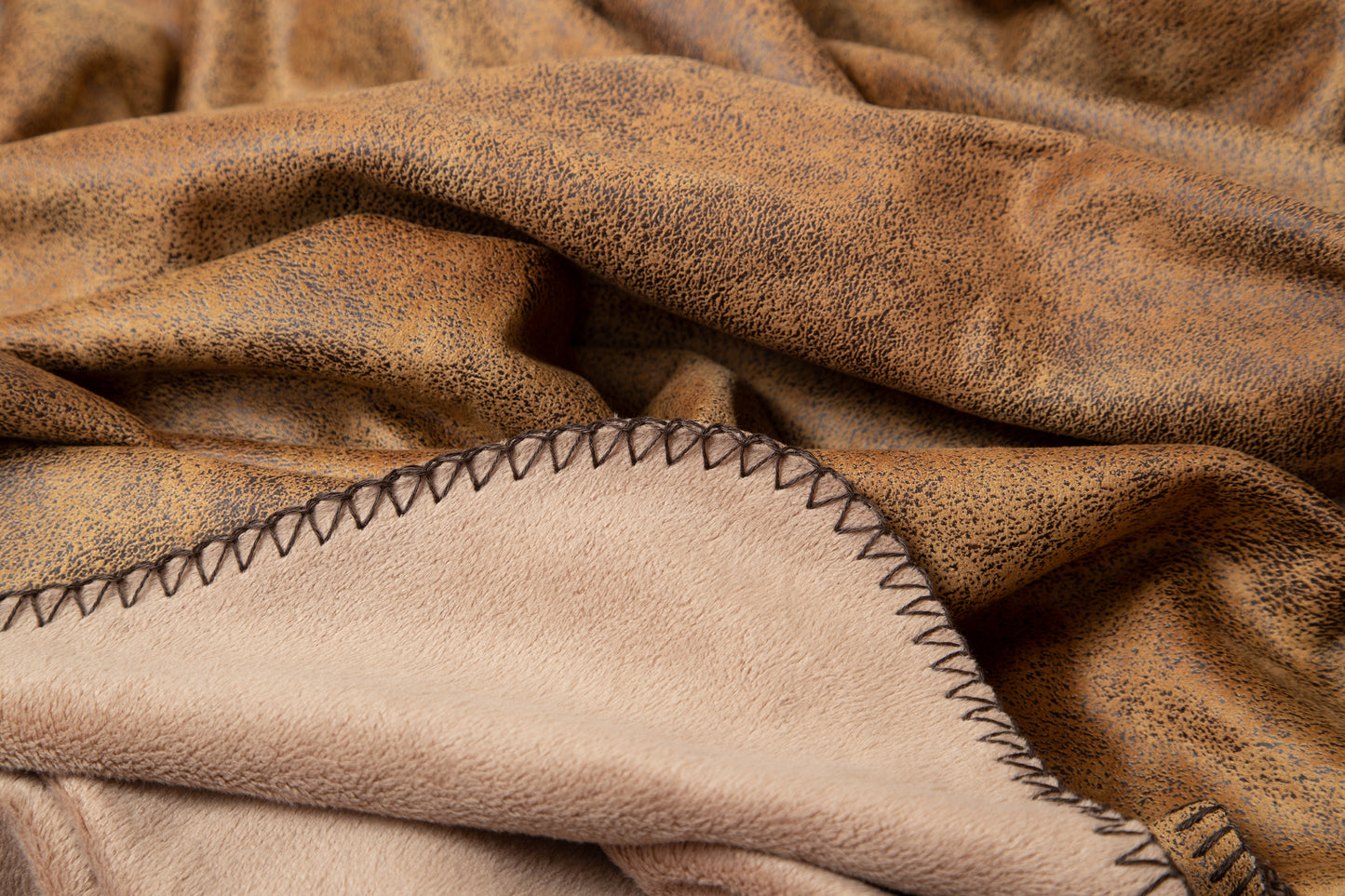 Tobacco Faux Leather Throw