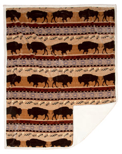 Wrangler Buffalo Southwestern Sherpa Fleece Throw Blanket