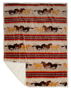 Wrangler Running Horse Country Sherpa Fleece Throw Blanket
